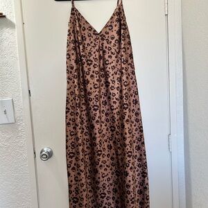 Leopard Print Slip Dress w/ Side Slit
